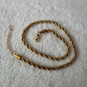 Gold tone rope chain 16 inch with 2 inch extender